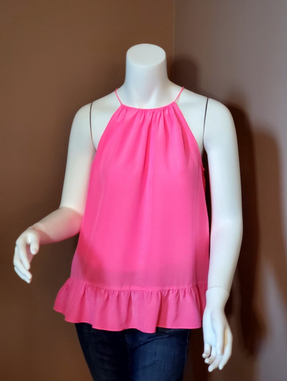 LILLY PULITZER Millie Halter Hot Pink Silk Top S